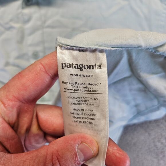 Patagonia Shirt Mens Size XL Blue Organic Cotton‎ Short Sleeve Button Up - Picture 7 of 11
